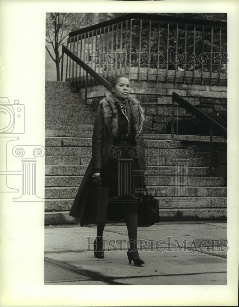 1982 Barbara Thomas, outside Civic Center, Milwaukee - Historic Images
