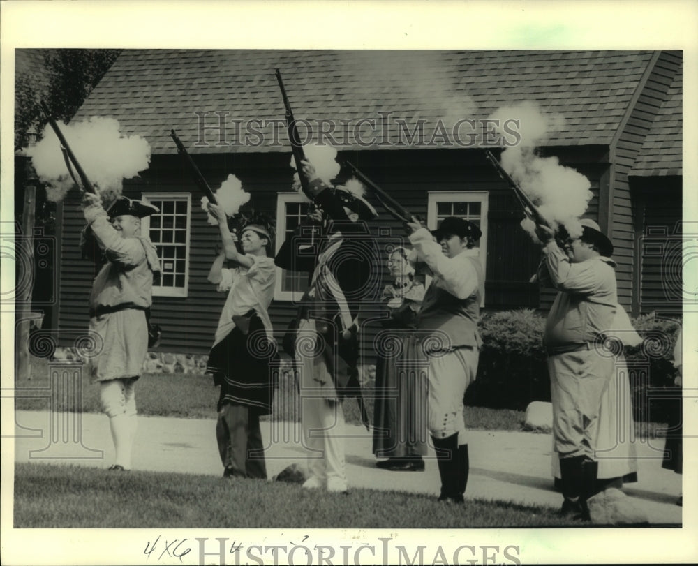 1987, Color Guard at Stonewood Village in Brookfield fired muskets - Historic Images