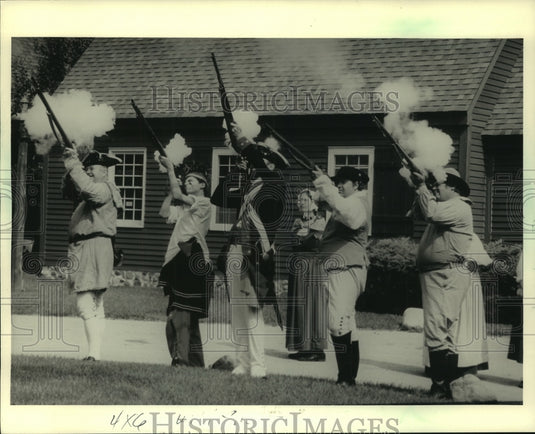 1987, Color Guard at Stonewood Village in Brookfield fired muskets - Historic Images