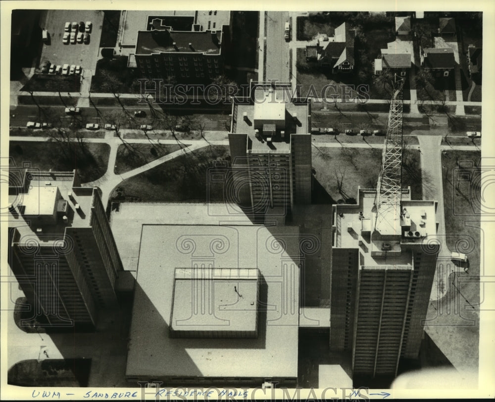 1981, Aerial view Residence Halls at University Wisconsin-Milwaukee. - Historic Images