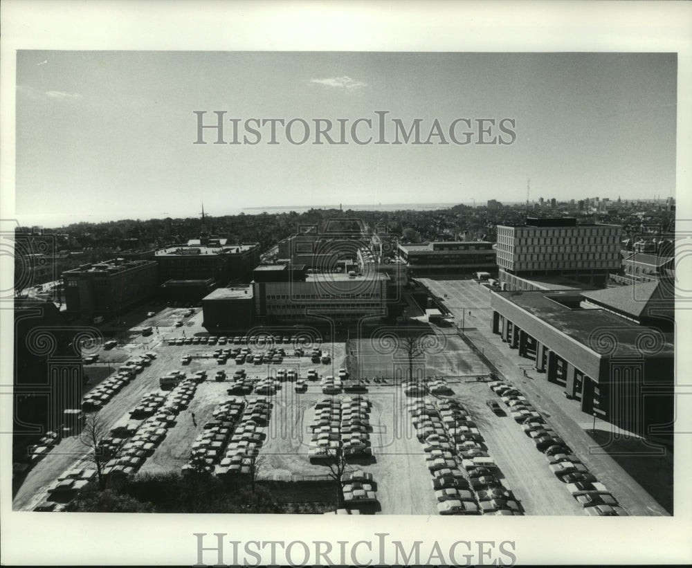 1971, Aerial view of Fine Arts, University of Wisconsin - Milwaukee. - Historic Images