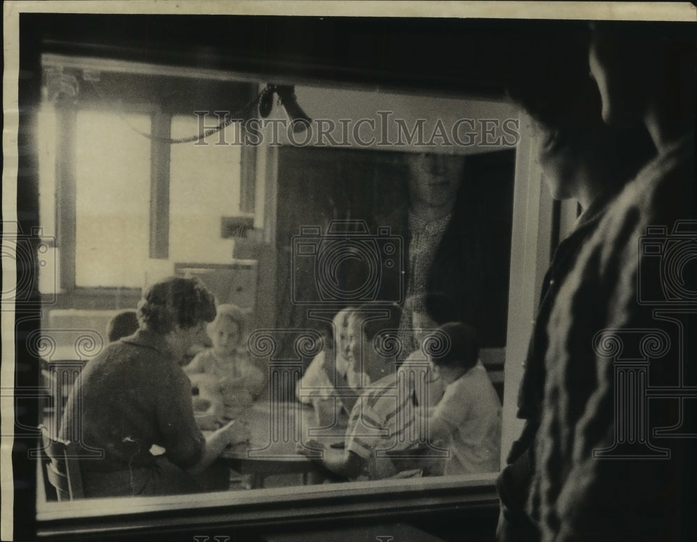 1967, Observing lessons from special window at UWM Training School - Historic Images