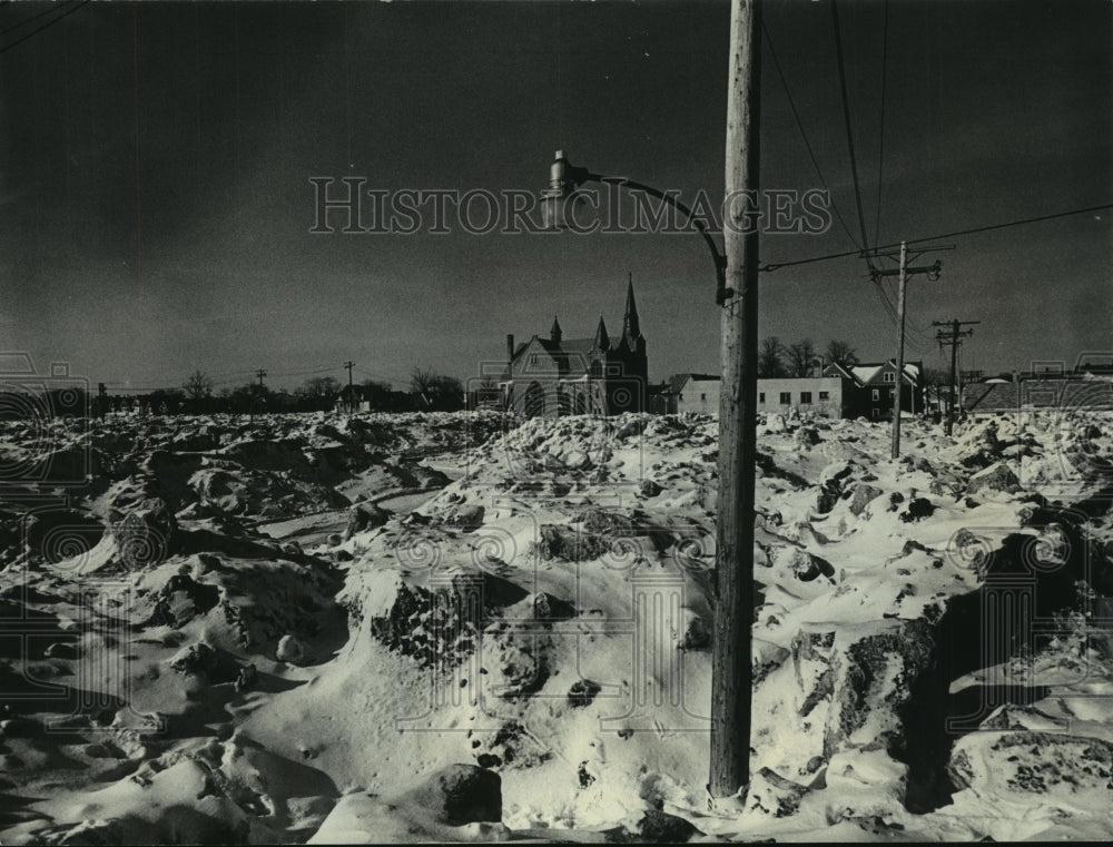 1979, Snow around Hopewell Missionary Baptist Church, Wisconsin - Historic Images