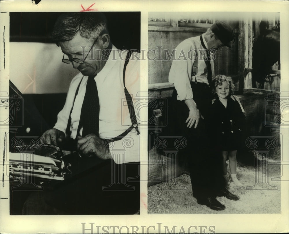 1962 Press Photo Will Rogers with typrwriter and Will Rogers with Shirley Temple - Historic Images