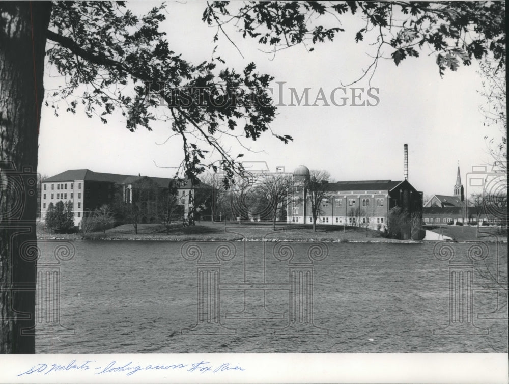 1960, St, Norbert College at De Pere, looking across Fox River - Historic Images