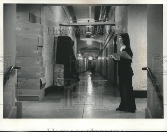 1975, Karin Tills in the corridor between Capitol to the House Office - Historic Images