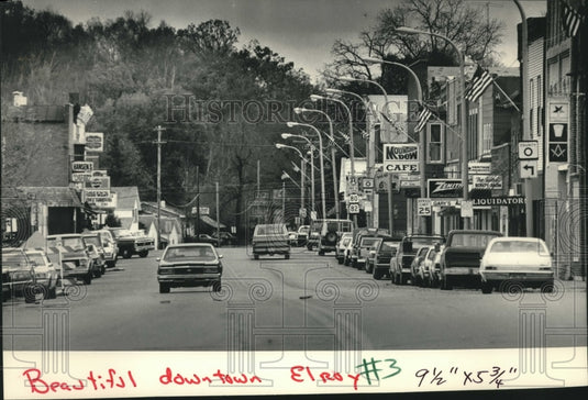 1986, Flags Line Main Street in Tommy Thompson's Hometown of Elroy - Historic Images