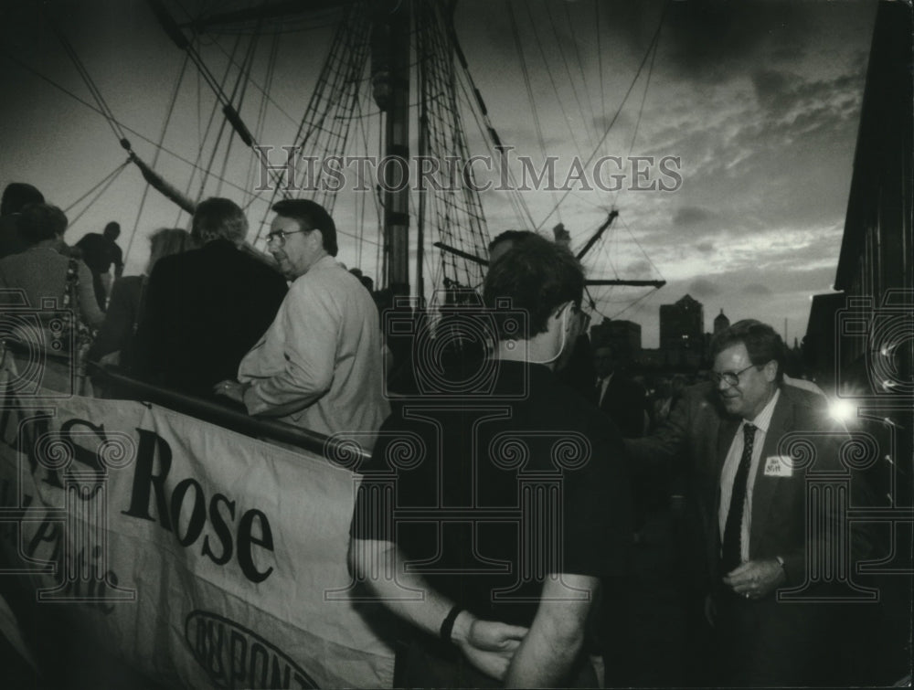 1993 Wisconsin Governor Tommy Thompson at HMS Rose cruise event - Historic Images