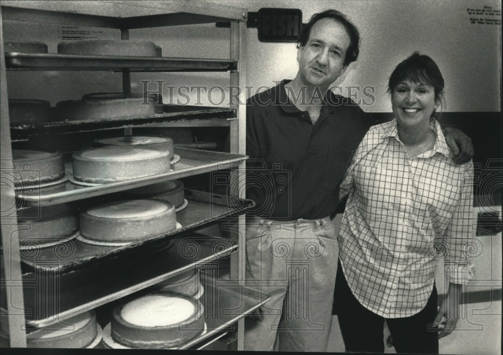 1993, Mark &amp; Suzy Strothmann make a variety of cakes in their shop - Historic Images