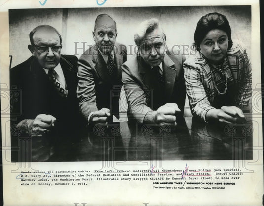 1974 Press Photo Gil McCutcheon, James Holden, W. J. Usery Jr., Nancy Fibish - Historic Images