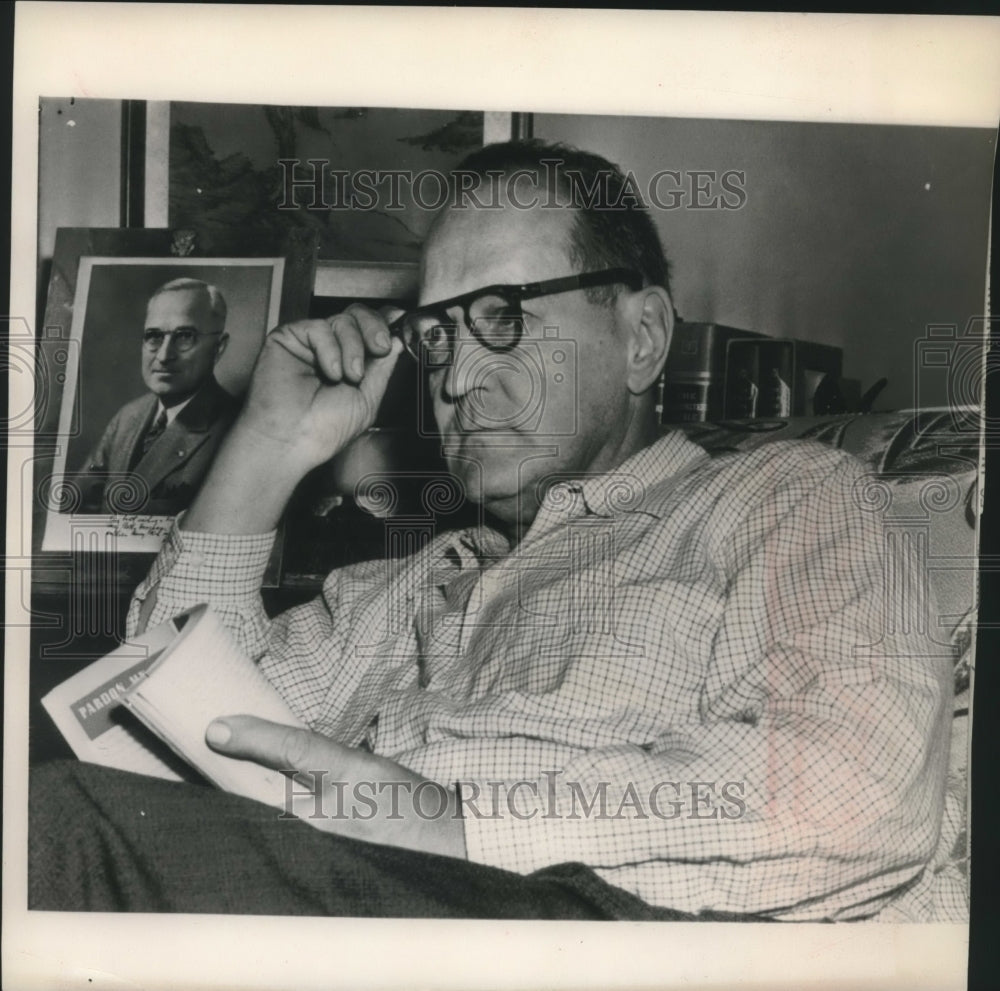 1953 Major General Harry Vaughan Sits in Chair at His Virginia Home - Historic Images