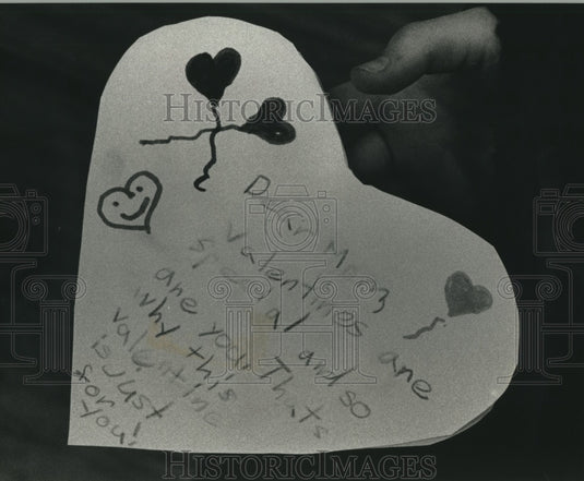 1993 Valentine's Day card made by student in Barbara Williams' class - Historic Images