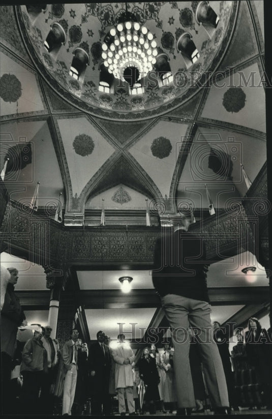 1989, Burton Eberly potentate, showing people Tripoli Shrine Temple. - Historic Images