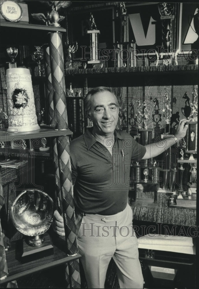 1983 Nick Tripi With Some of His Teams&#39; Trophies - Historic Images
