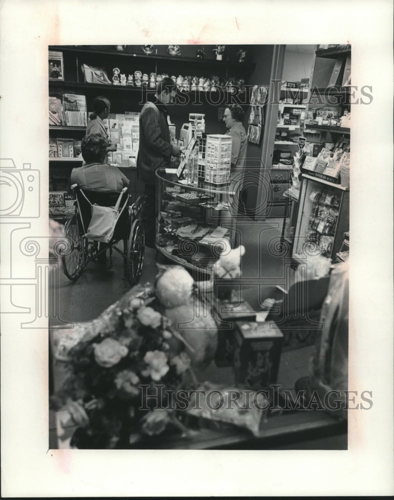 1977, People Shop in Gift Shop at Trinity Memorial Hospital in Cudahy - Historic Images