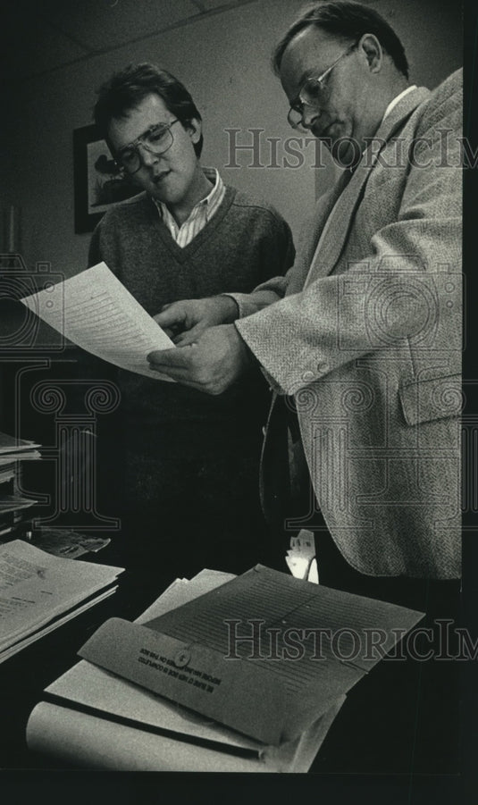 1990 Mark Helmle With Erland Olfe, University of Wisconsin-Milwaukee - Historic Images