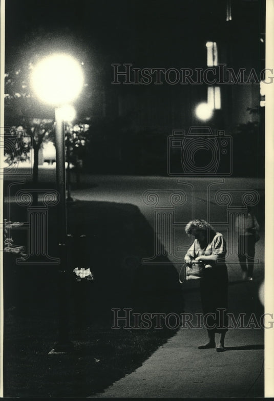 1987, Students Poses in Front of Sandburg Hall at UW-Milwaukee - Historic Images