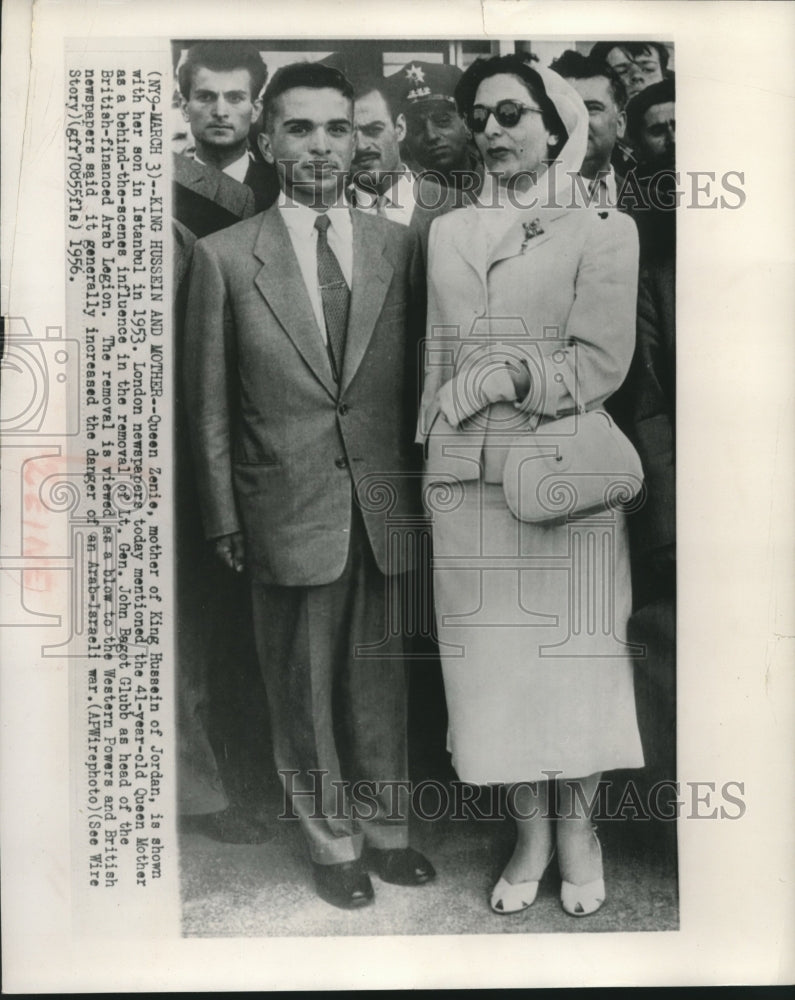 1953 Press Photo Queen Zenie, mother of King Hussein, with her son in Istanbul-Historic Images