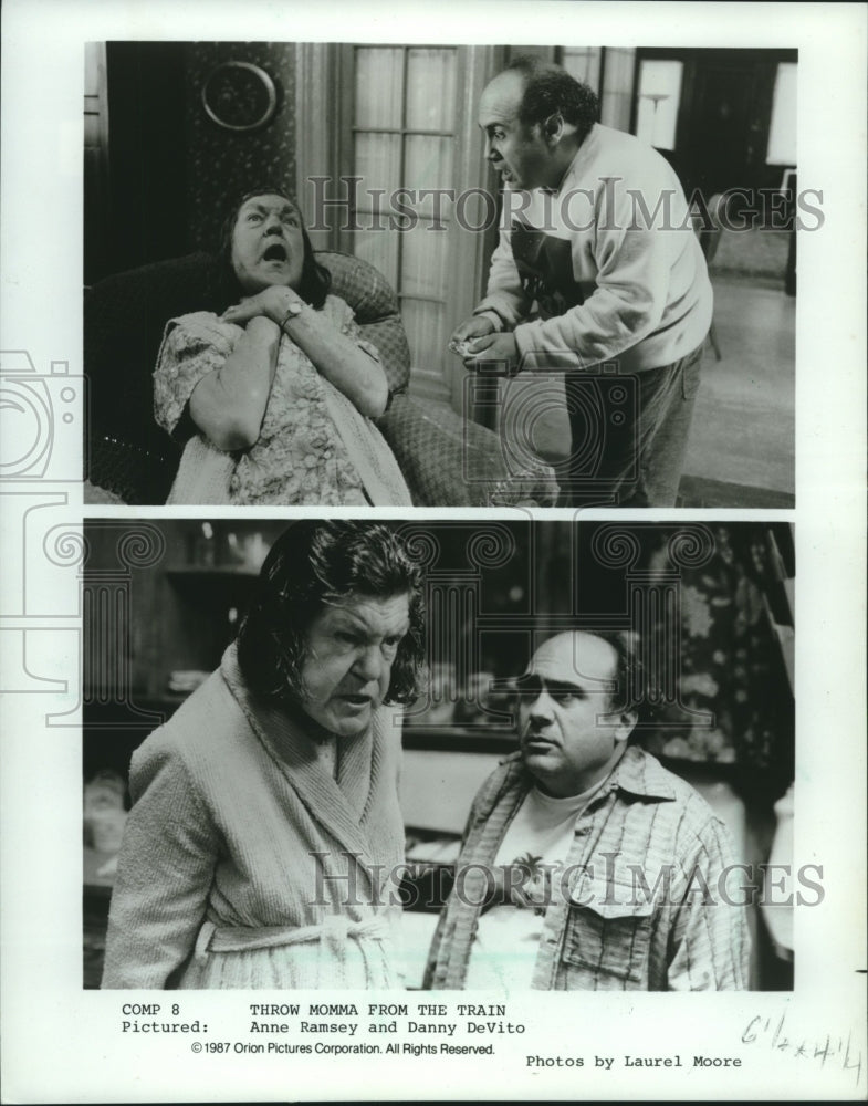 1987 Press Photo Anne Ramsey, Danny DeVito costar in Throw Momma From The Train - Historic Images