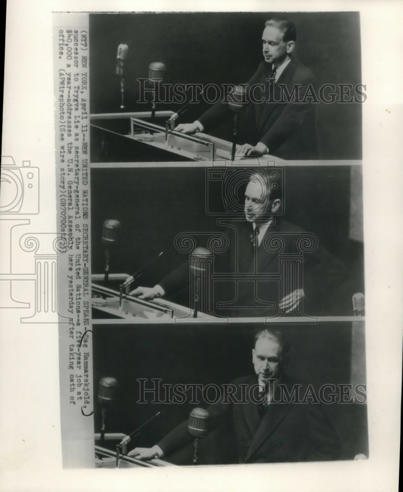 1953 Press Photo Dag Hammarskjold, United Nations Secretary General, New York - Historic Images