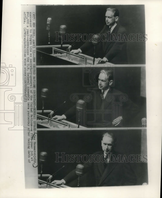 1953 Press Photo Dag Hammarskjold, United Nations Secretary General, New York - Historic Images