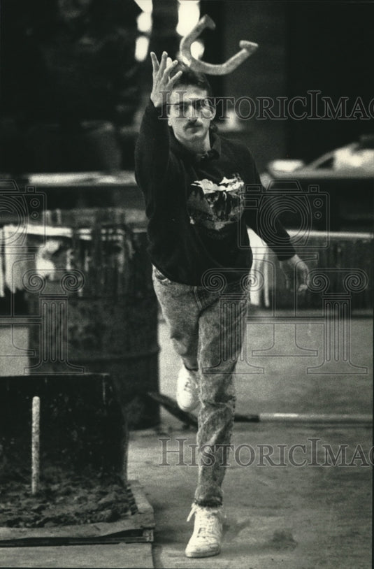 1992, John Udelhofen Wisconsin state Horseshoe champion Beloit - Historic Images