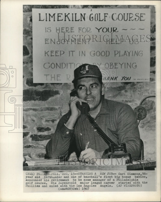 1967 Press Photo Limekiln Golf Course Manager Curt Simmons in Philadelphia - Historic Images