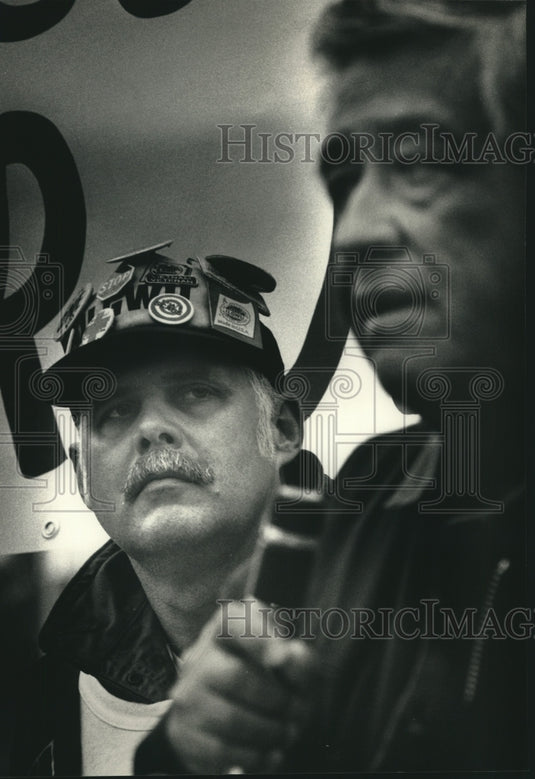 1991, John Friend and Cesar Chavez at labor dispute rally Racine - Historic Images