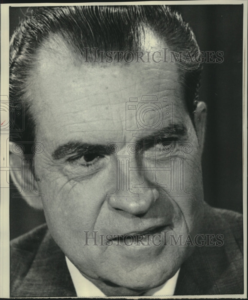 1970 Press Photo President Richard Nixon after his broadcast Wednesday - Historic Images