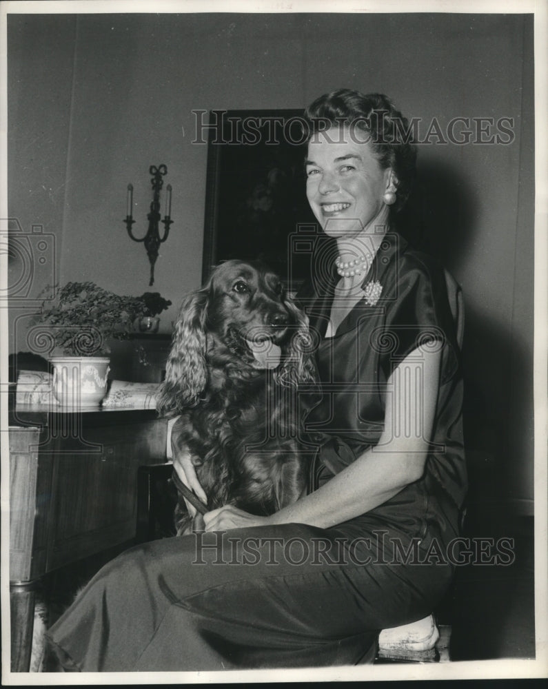 1956, Isabelle Norstad with her dog Muggsy - mjc20426 - Historic Images