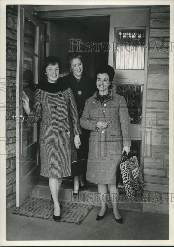 1966, Mrs. Martin Scheuber, Mrs. Abe Swed, and Mrs. Patrick Lucey - Historic Images