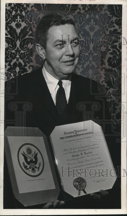 1967 Press Photo George F. Kasten, president First WI National Bank - mjc20520 - Historic Images