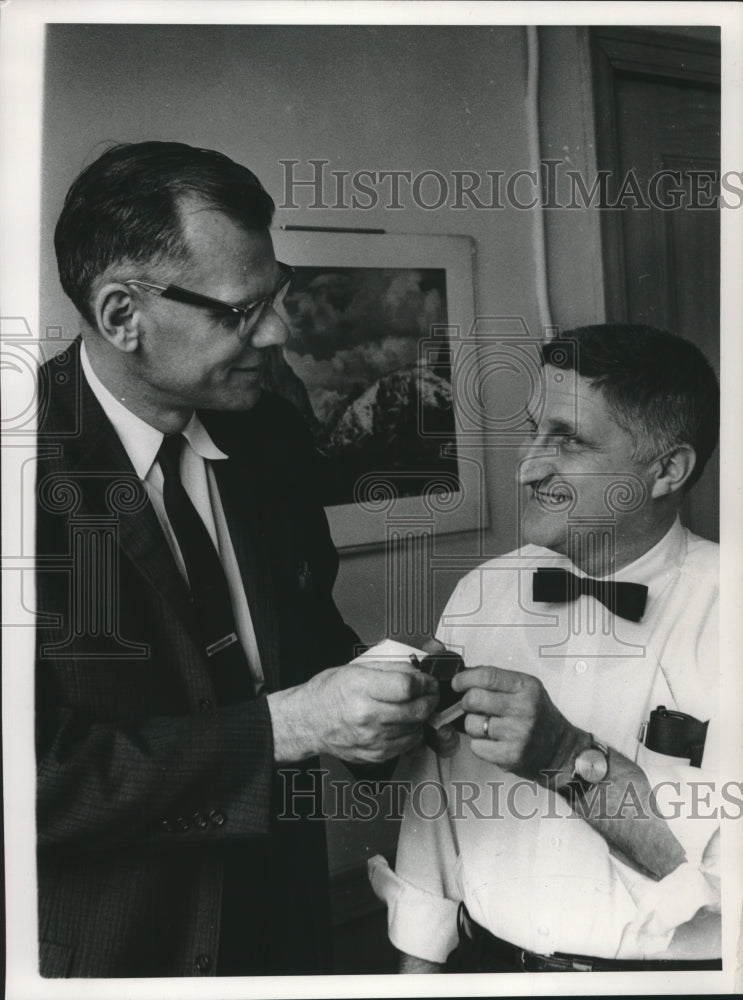1962, Ray Shcultz &amp; other at 25 year office party - mjc20541 - Historic Images