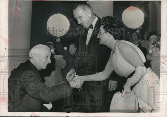 1964, President Johnson & wife great Italian President Antonio Segni - Historic Images