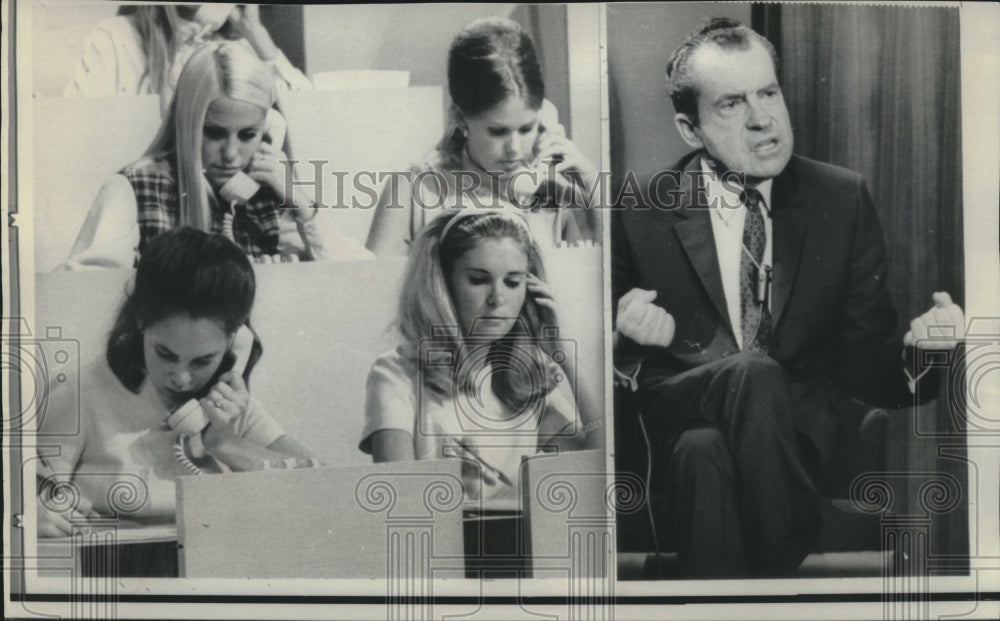 1968 Press Photo Richard M. Nixon at Republican telehon in Burbank, California - Historic Images