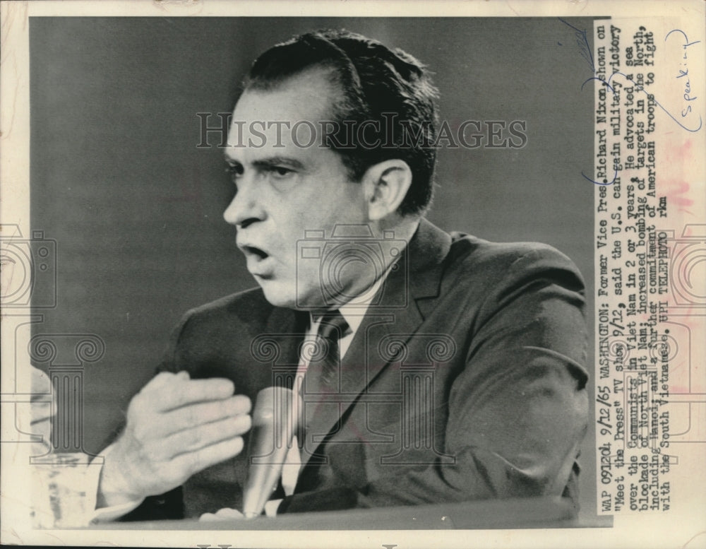 1965, Richard Nixon shown on &quot;Meet the Press&quot; speaking about Viet Nam - Historic Images