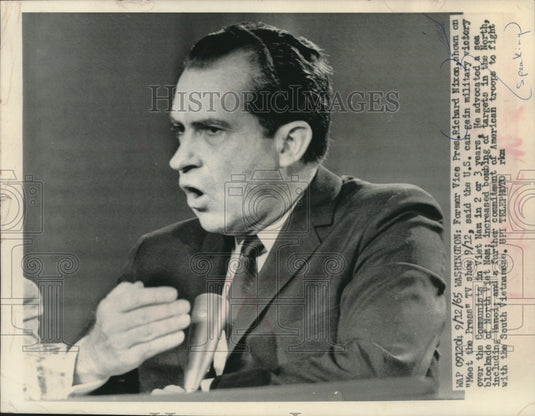 1965, Richard Nixon shown on "Meet the Press" speaking about Viet Nam - Historic Images