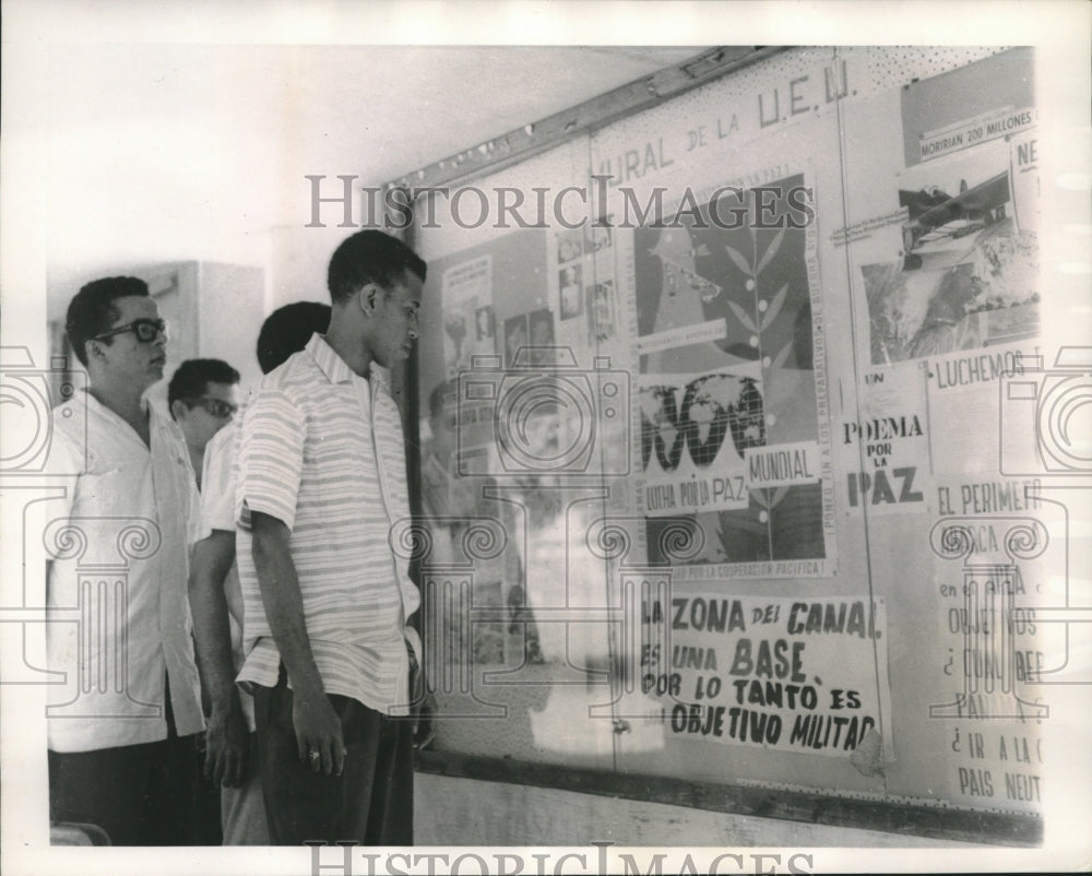 1963, Adolfo Ahumada &amp; other study peace posters University of Panama - Historic Images