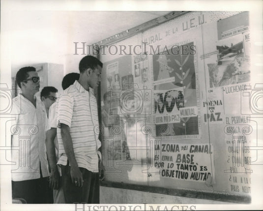 1963, Adolfo Ahumada & other study peace posters University of Panama - Historic Images