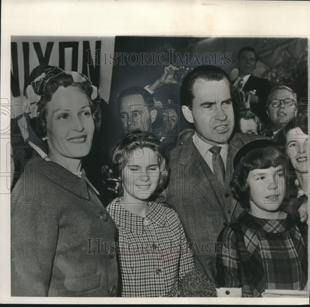 1960, Vice-President Nixon With Wife Pat and Daughters in Washington - Historic Images