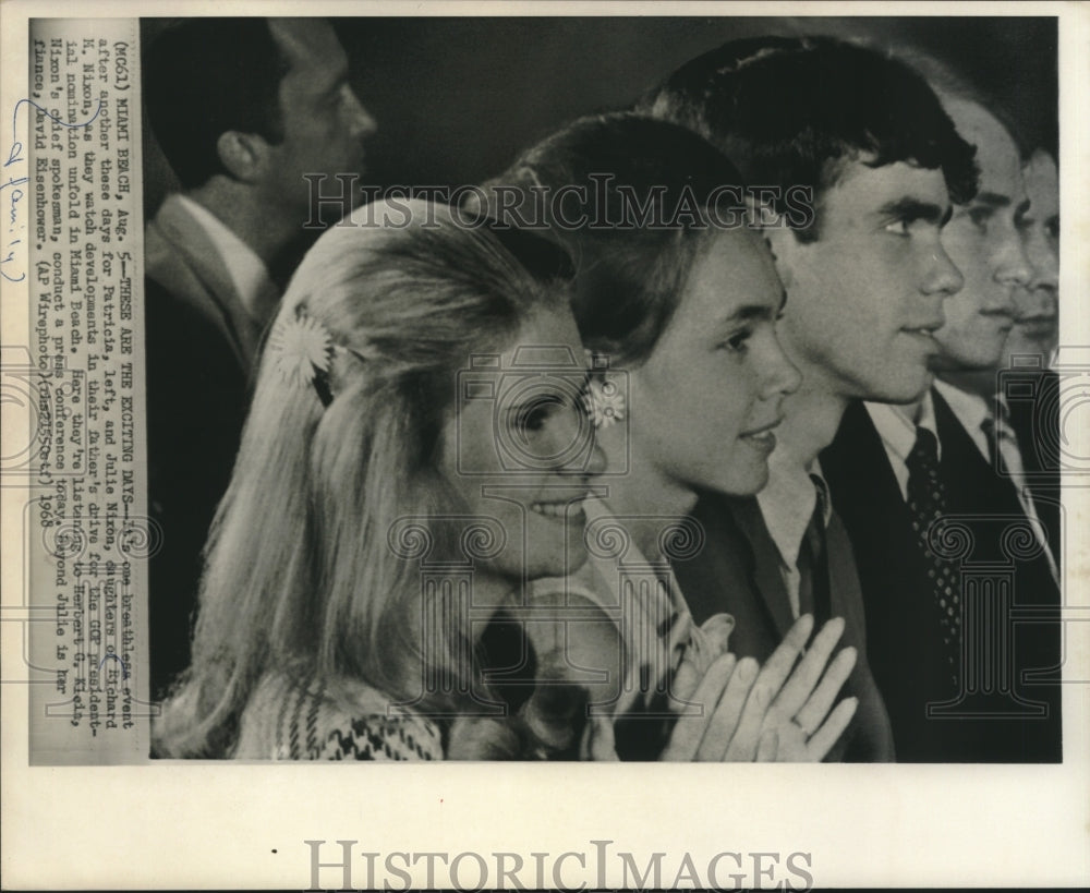 1968, Julie &amp; Patricia Nixon, daughters of Richard Nixon, Florida - Historic Images