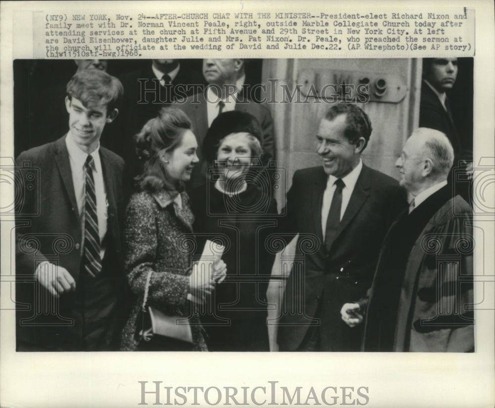 1968, Nixon Family With David Eisenhower and Dr. Norman Vincent Peale - Historic Images