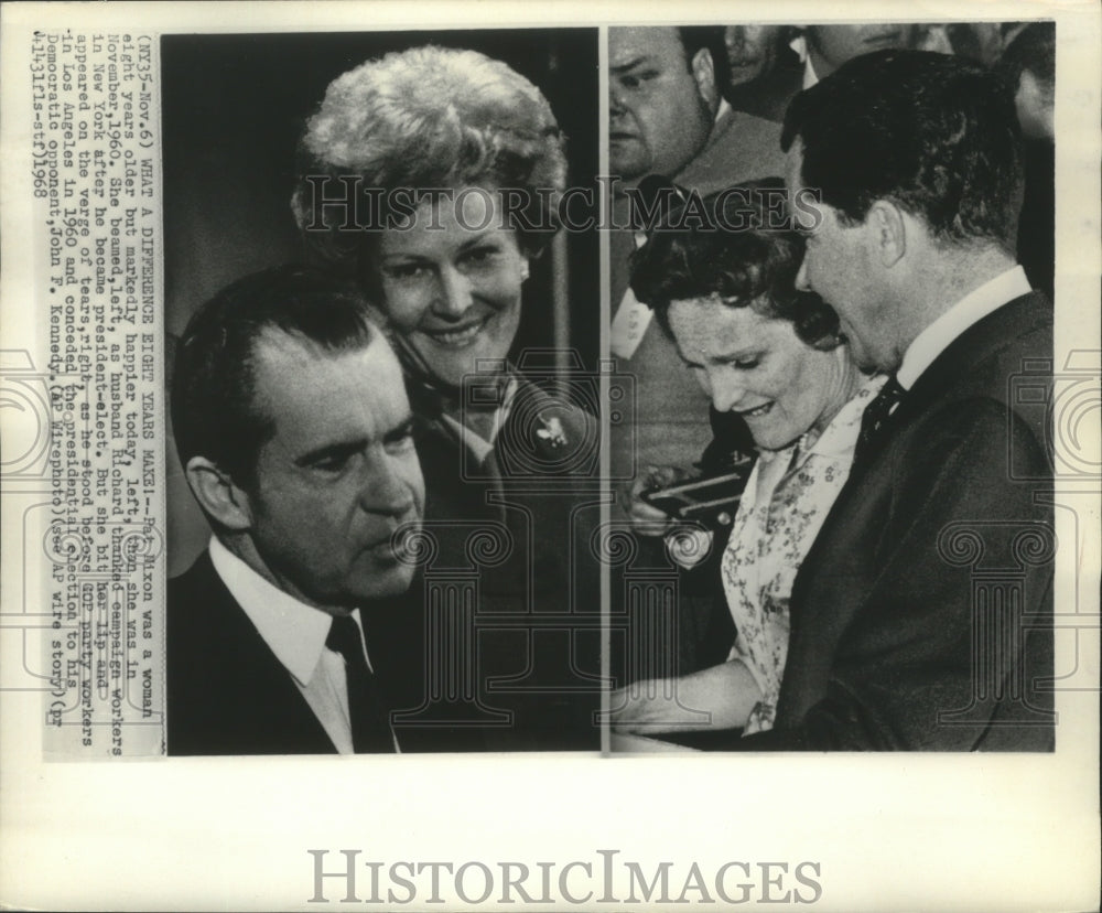 1968 Press Photo Richard M. Nixon With Wife Pat in 1960, New York and 1968, L.A. - Historic Images