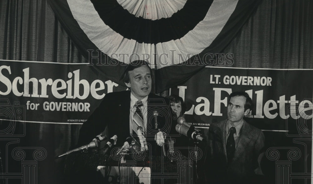 1978, Martin Schreiber Speaks To Supporters at Pfister Hotel - Historic Images