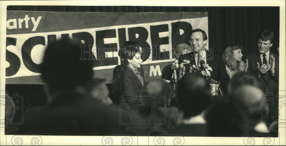 1988 Marty Schreiber And Supporters On Stage After Victory Speech - Historic Images