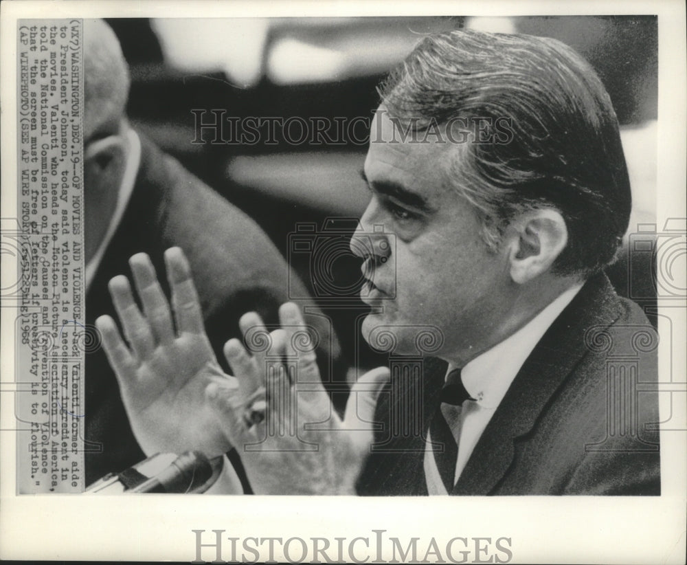 1968 Press Photo Jack Valenti Motion Pictures Association of America Washington - Historic Images