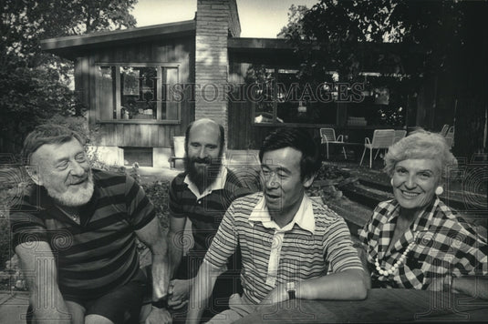1985, Waukesha, Wisconsin resident Hiroyuki Yamaguchi with neighbors - Historic Images