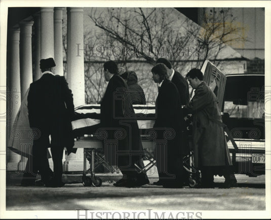 1991 Casket of Marine Scott Schroeder arrives at Wauwatosa church - Historic Images