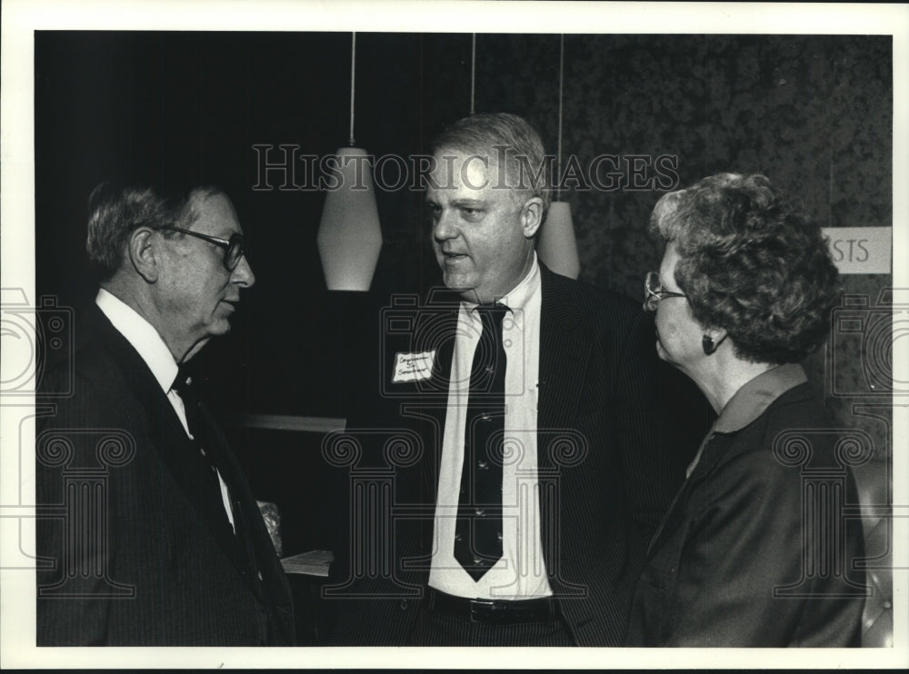 1990, James Sensenbrenner Speaks To Don Moecker and Patricia Karcher - Historic Images
