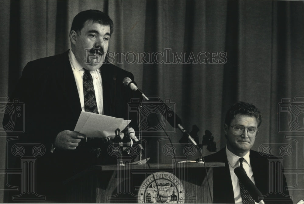 1991, County Executive Dave Schulz &amp; Mayor John Norquist, Milwaukee - Historic Images